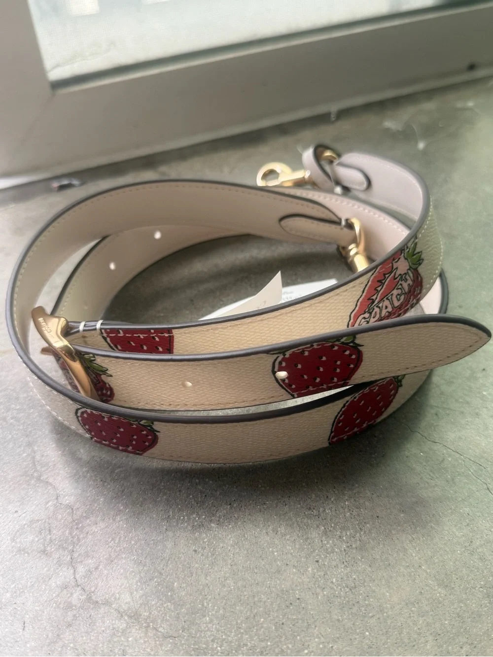 COACH NWT LEATHER STRAWBERRY STRAP